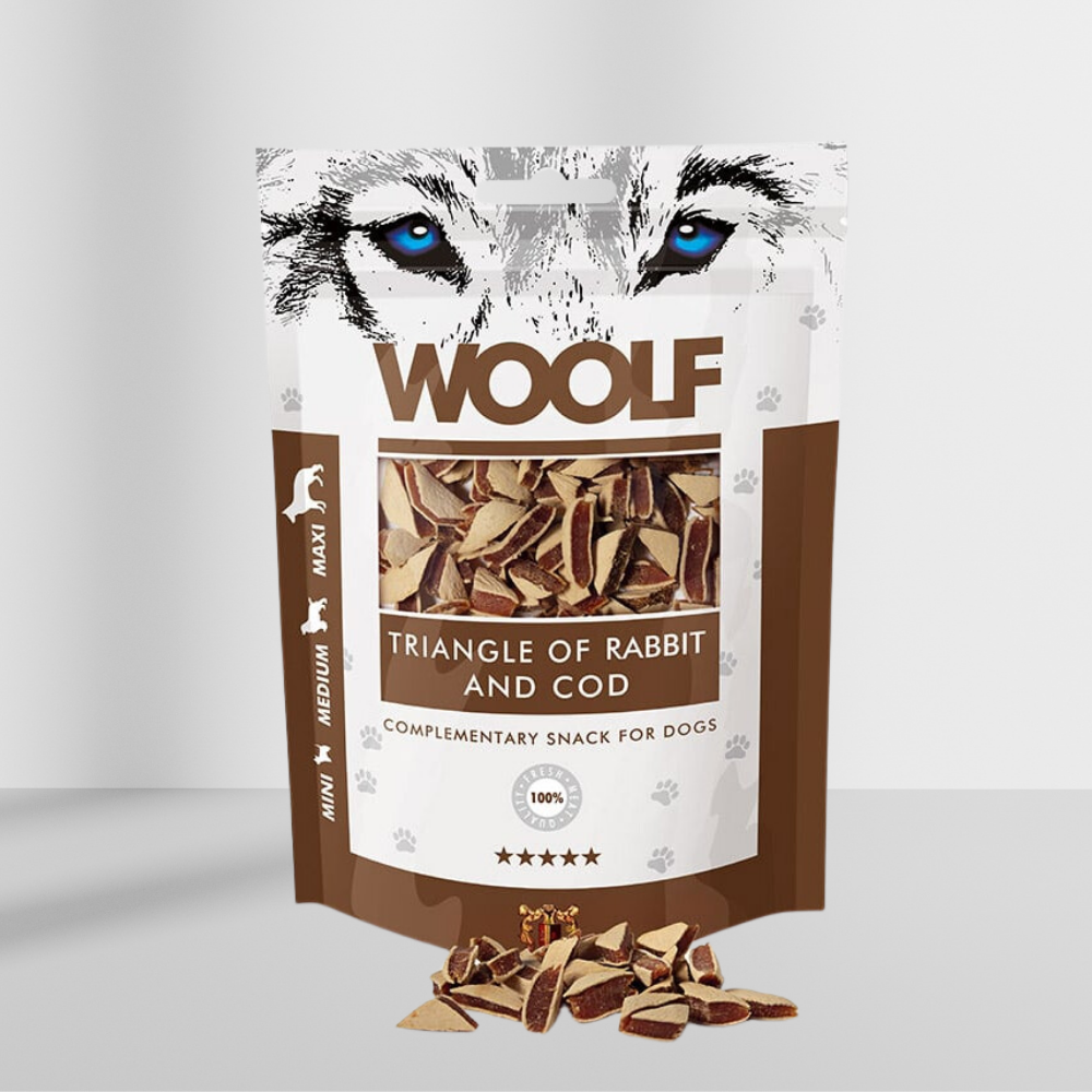 Woolf Kanin & Torsk Trekanter 100g