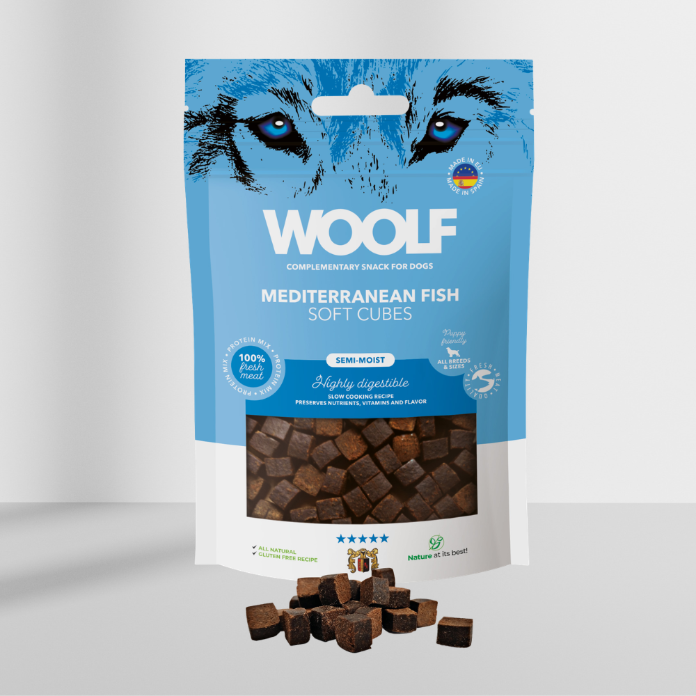 Woolf Soft Cubes Middelhavs fisk, 100g