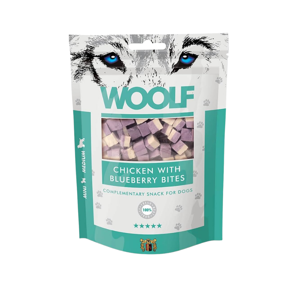 Woolf Kylling Med Blåbær Bidder 100g