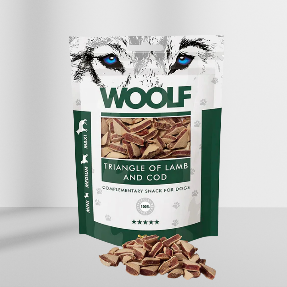 Woolf Lam & Torsk Trekanter 100g