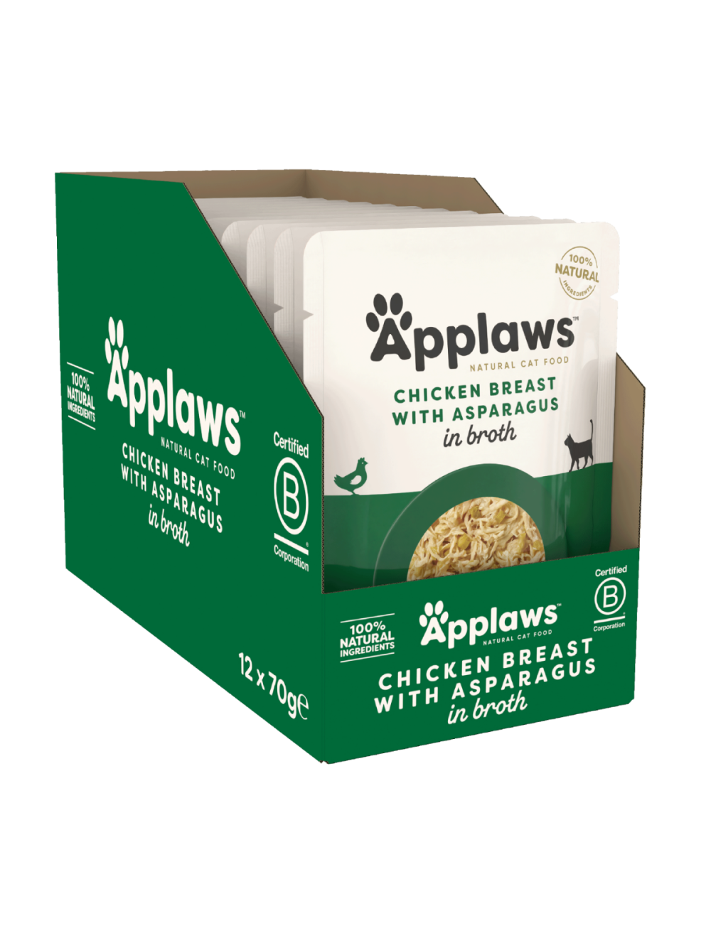 Applaws Kylling & Asparges 70g Pose, Kat