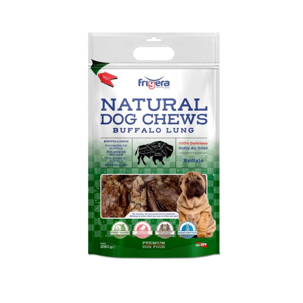 Natural Dog Chews Bøffel Lunger 250gr