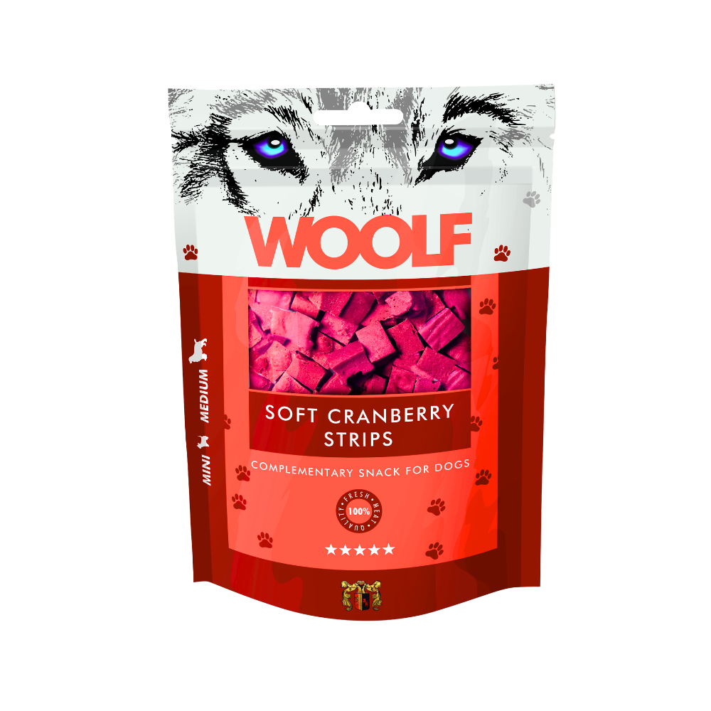 Woolf Soft Tranebær Strips 100g