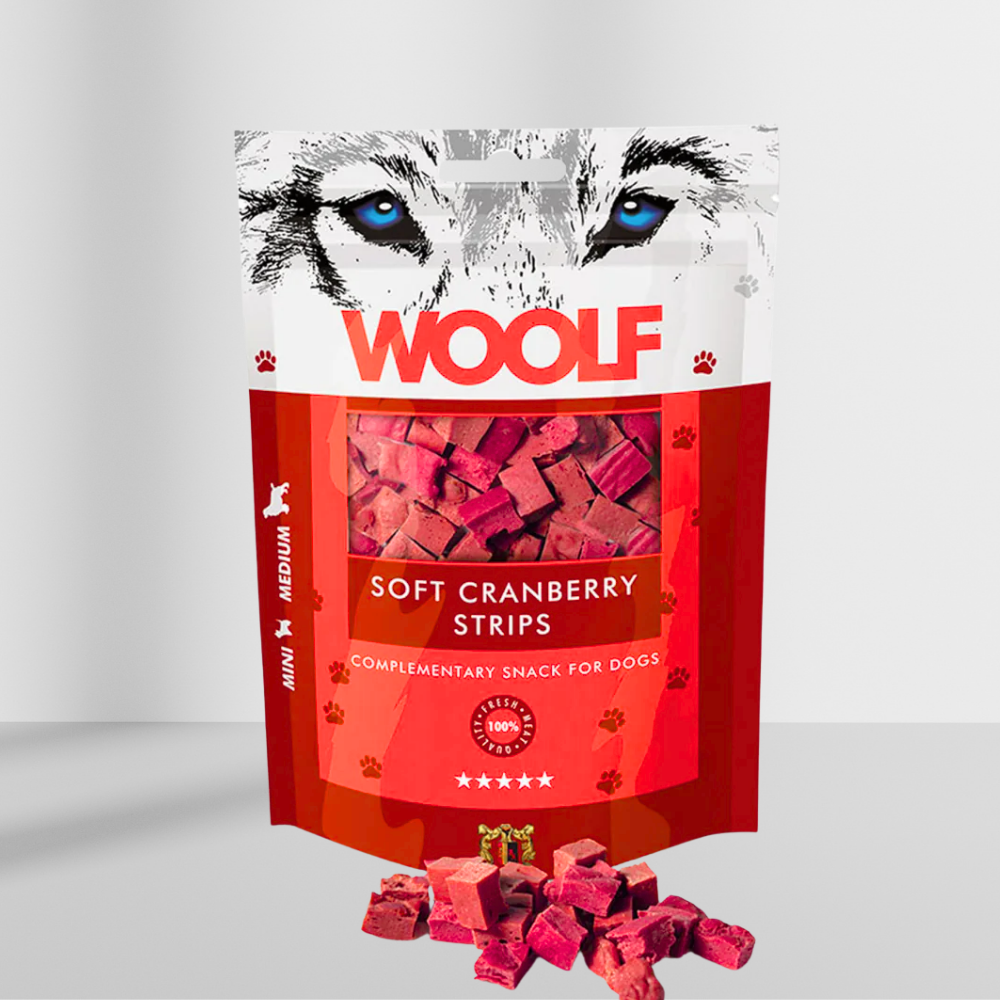 Woolf Soft Tranebær Strips 100g