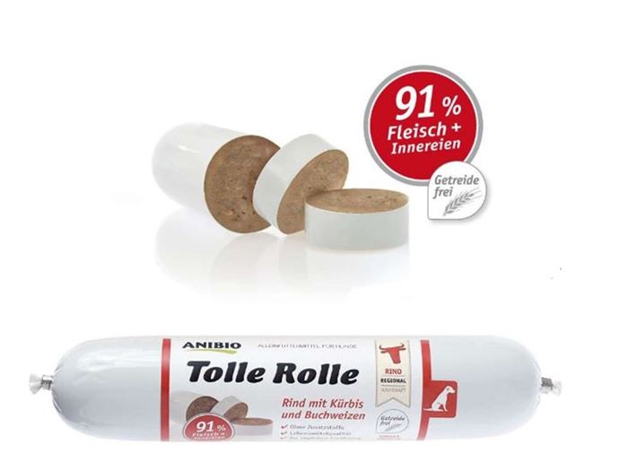 Anibio Tolle Rolle Okse 400 g. Skærepølse 91% Kød